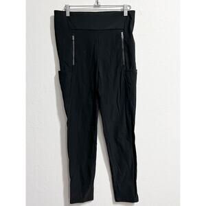 Athleta Pants Size 4 Hybrid Cargo Zipper Leggings Tights Black Pockets Active